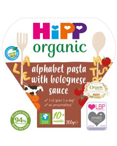 HiPP Organic alphabet pasta with bolognese sauce tray meal 10+ months