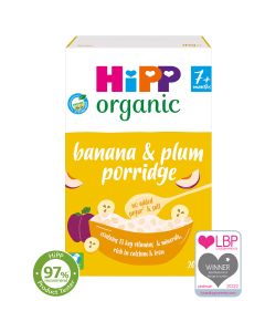 HiPP Organic Banana & Plum Porridge Baby Cereal 7+ Months (4 x 200g)