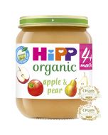 HiPP Organic Apple & Pear Baby Food Jar 4+ Months (6 x 125g)