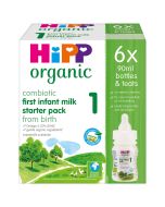 HiPP Organic 1 First Infant Baby Milk Ready to feed Starter pack from birth (6 x 90ml bottles)